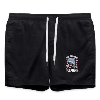 dauphin disant fille drôle dauphin cadeau - Short de bain - noir - Devant - AI Model Male 185 light (185cm)