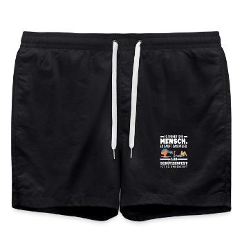 Mensch Pferd Trinken Lustiger Schützenfest Spruch - Badeshorts - Schwarz - Vorne - AI Model Male 185 light (185cm)