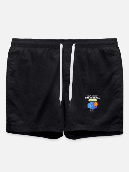 Eat, Sleep, Basketball, Repeat design - Swim Trunks - black