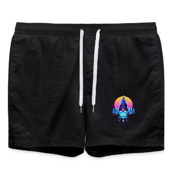 Cyberpunk Code Gnome - Synthwave Noël Nerd - Short de bain - noir - Devant - AI Model Male 185 light (185cm)