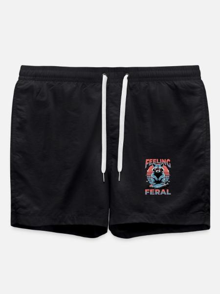Funny Raccoon - Badeshorts - Schwarz