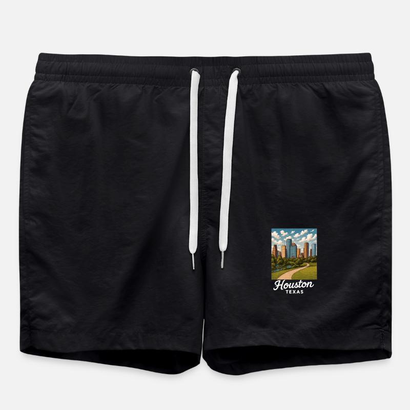 Houston, Texas - Swim Trunks - black