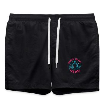 Stiller Disco-kopfhörer-rave-neon-festival-tanz - Badeshorts - Schwarz - Vorne - AI Model Male 185 light (185cm)