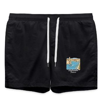 Marseille, France - Short de bain - noir - Devant - AI Model Male 185 light (185cm)