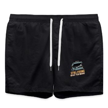 Handwerker Humor - Badeshorts - Schwarz - Vorne - AI Model Male 185 light (185cm)