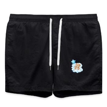 Teddy auf Wolken Ballon - Badeshorts - Schwarz - Vorne - AI Model Male 185 light (185cm)