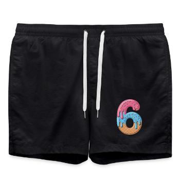 Eiscreme Zahl 6 Geburtstags Motiv Für Kinder - Swim Trunks - black - Front - AI Model Male 185 light (185cm)