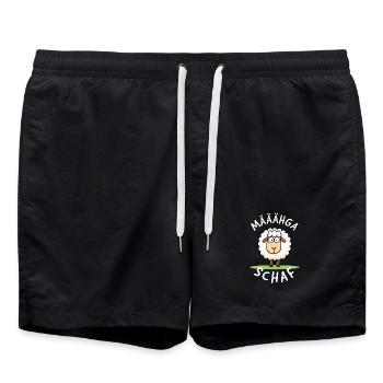 Määähga Schaf – Süßes Schafe Wortspiel - Badeshorts - Schwarz - Vorne - AI Model Male 185 light (185cm)