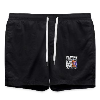Saxophoniste superpuissant du saxophone jazz - Short de bain - noir - Devant - AI Model Male 185 light (185cm)