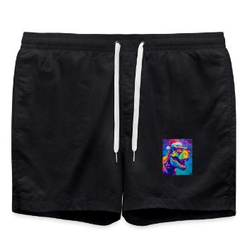 Dinosaurier T-Rex Weihnachten Porträt - Badeshorts - Schwarz - Vorne - AI Model Male 185 light (185cm)