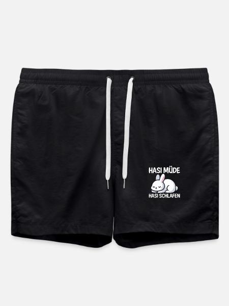Shlafshirt Hase Hasi Müde Hasi Schlafen - Badeshorts - Schwarz
