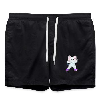 Elefant Eislaufen Schlittschuhe Wintersport - Badeshorts - Schwarz - Vorne - AI Model Male 185 light (185cm)