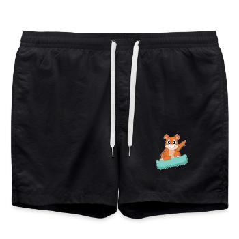 Bear Snowboarder Snowboard Winter Sports - Swim Trunks - black - Front - AI Model Male 185 light (185cm)