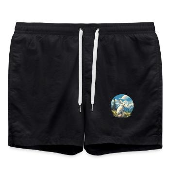 Hasen Hase - Badeshorts - Schwarz - Vorne - AI Model Male 185 light (185cm)