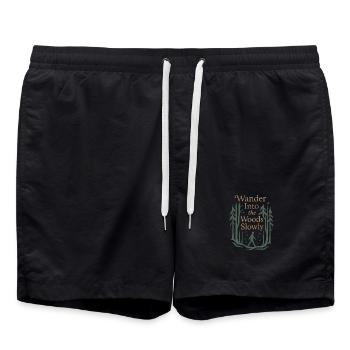 Remise à zéro mentale, Forest Walk Overthinker - Short de bain - noir - Devant - AI Model Male 185 light (185cm)