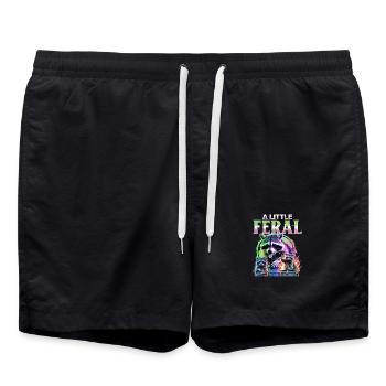 Funny Raccoon - Badeshorts - Schwarz - Vorne - AI Model Male 185 light (185cm)