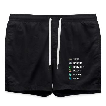 Climate change Environment Environmental protection - Swim Trunks - black - Front - AI Model Male 185 light (185cm)