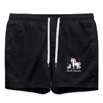 Große Schwester Einhornliebhaber Ältere Baby - Badeshorts - Schwarz - Vorne - AI Model Male 185 light (185cm)