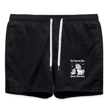 Große Schwester Einhornliebhaber Ältere Baby - Badeshorts - Schwarz - Vorne - AI Model Male 185 light (185cm)