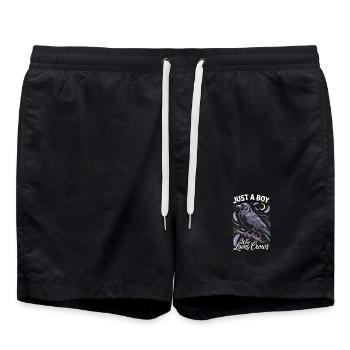 Juste un garçon qui aime les corbeaux - Short de bain - noir - Devant - AI Model Male 185 light (185cm)