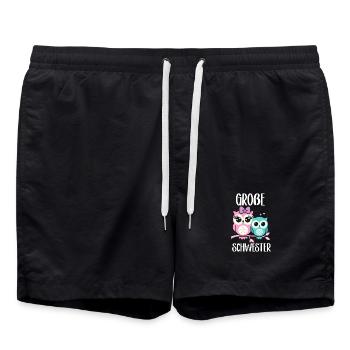 Grande sœur Hiboux Bébé aîné Frères et sœurs - Short de bain - noir - Devant - AI Model Male 185 light (185cm)