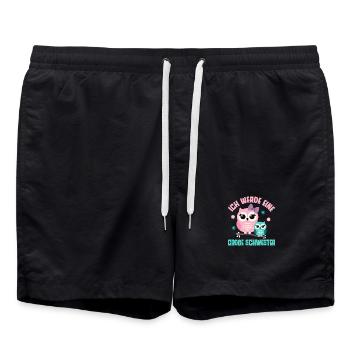 Grande sœur Hiboux Bébé aîné Frères et sœurs - Short de bain - noir - Devant - AI Model Male 185 light (185cm)