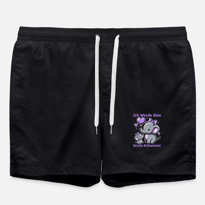 Big Sister Elephants Older Sibling - Swim Trunks - black