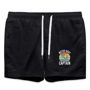 Motor Boat Captain Funny Pontoon Boating Motor - Badeshorts - Schwarz - Vorne - AI Model Male 185 light (185cm)