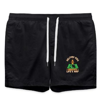 Girl Scout Leader Helping Kids Navigate Scout - Badeshorts - Schwarz - Vorne - AI Model Male 185 light (185cm)