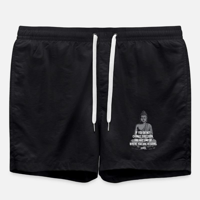 Buddha Change Direction Reminder - Swim Trunks - black