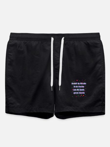 Neon Spruch Kuschelparty - Badeshorts - Schwarz