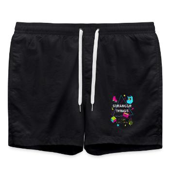 Jeux rétro néon des années 80 - Short de bain - noir - Devant - AI Model Male 185 light (185cm)