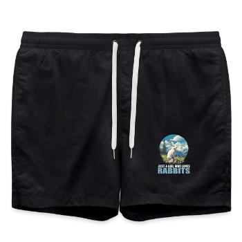 Hasen Hase - Badeshorts - Schwarz - Vorne - AI Model Male 185 light (185cm)