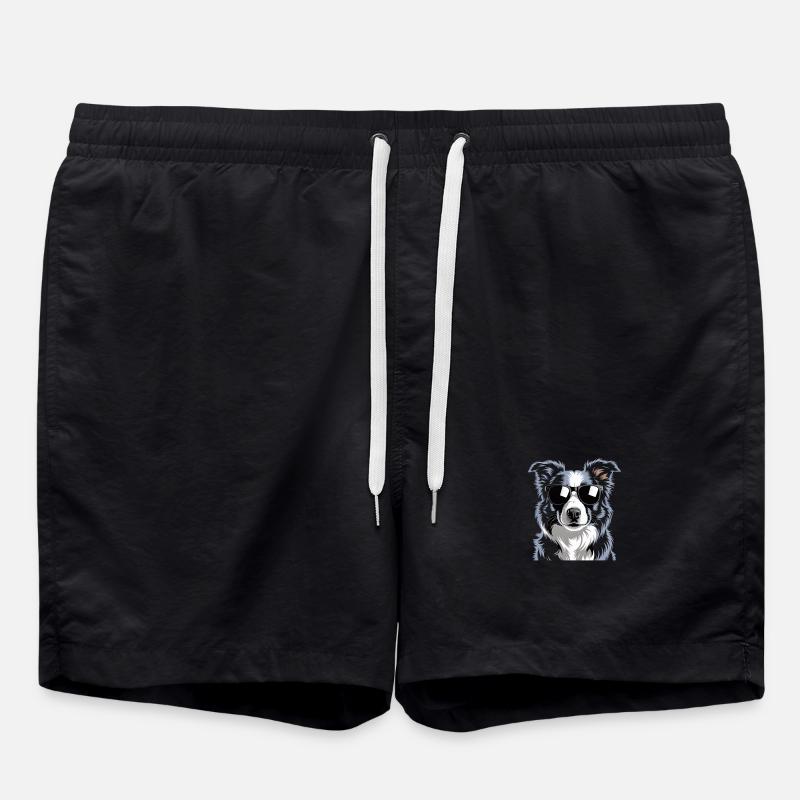 Border Collie - Swim Trunks - black