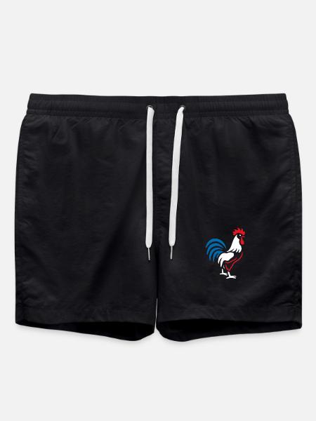 Vibrant blue red rooster - Swim Trunks - black