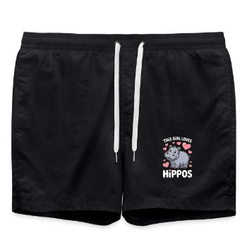 Expressions d’hippopotames Blague hippopotame Cadeau d’hippopotame - Short de bain - noir - Devant - AI Model Male 185 light (185cm)