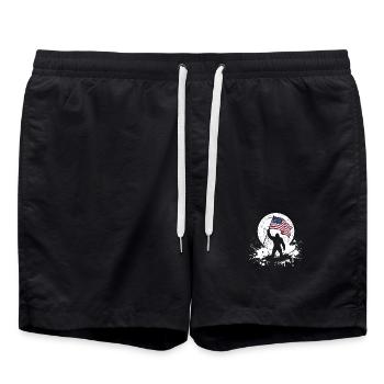 Bigfoot Lune Bigfoot patriotique drôle pour le 4e anniversaire - Short de bain - noir - Devant - AI Model Male 185 light (185cm)