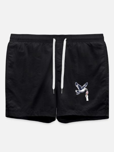 Lustige Möwe Stiehlt Eiscreme - Swim Trunks - black