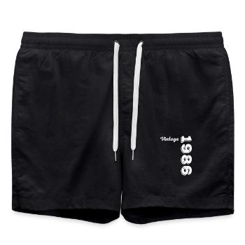 1986 Vintage Retro Geburtstagsgeschenk - Badeshorts - Schwarz - Vorne - AI Model Male 185 light (185cm)