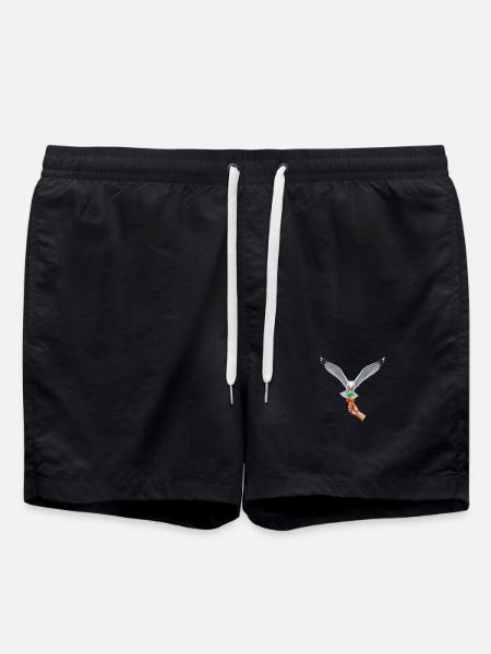 Lustige Möwe Stiehlt Eiscreme - Swim Trunks - black