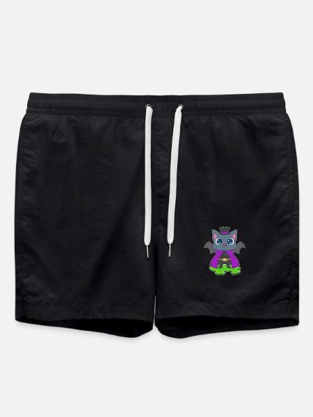Bat Halloween Bat - Swim Trunks - black