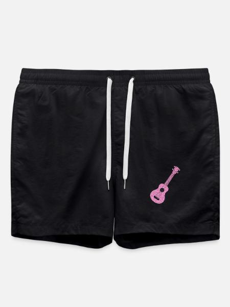 Hawaiian Ukulele Uke Diamonds - Swim Trunks - black