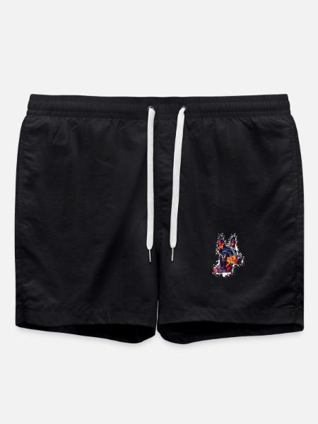 Farbiger Hund Kopf - Badeshorts - Schwarz