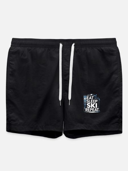 Eat Sleep Ski Repeat - Swim Trunks - black
