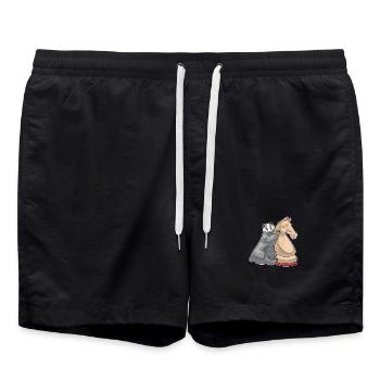 Dachs Schachfigur Springer Schach - Badeshorts - Schwarz - Vorne - AI Model Male 185 light (185cm)