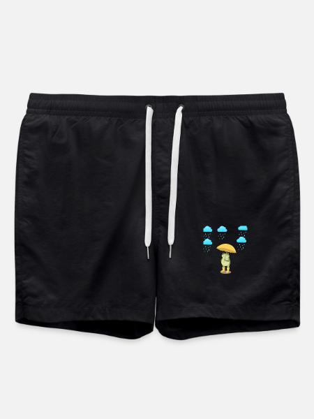 Frog with umbrella in the rain - Swim Trunks - black