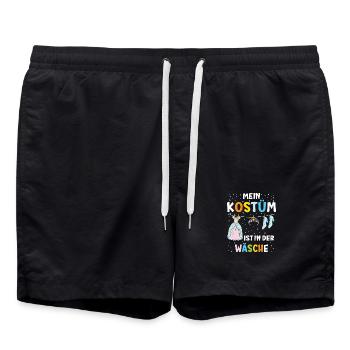 Mein Kostüm ist in der Wäsche – Lustiges Karneval  - Badeshorts - Schwarz - Vorne - AI Model Male 185 light (185cm)