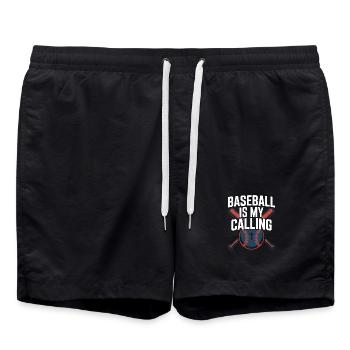 Joueur de baseball chrétien Bible Foi Jésus-Christ - Short de bain - noir - Devant - AI Model Male 185 light (185cm)