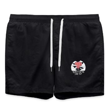 L’amour me soulève en montgolfière romantique - Short de bain - noir - Devant - AI Model Male 185 light (185cm)