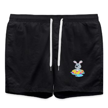 Hase Schwimmen Schwimmring Sommer - Badeshorts - Schwarz - Vorne - AI Model Male 185 light (185cm)